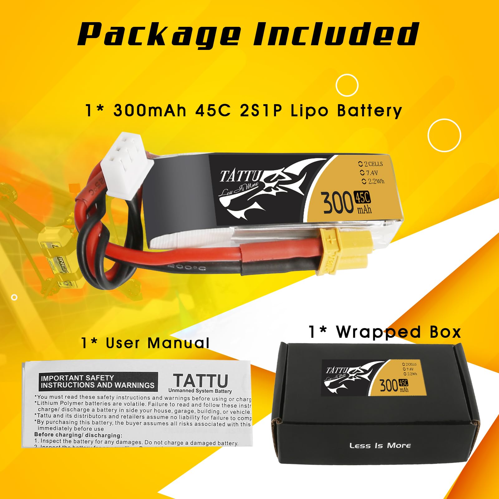 Tattu 1300mAh 4S 120C 2個セット✨️ Tattu 1300mAh 4S 120C 14.8V R-Line Version 3.0 Lipo Battery